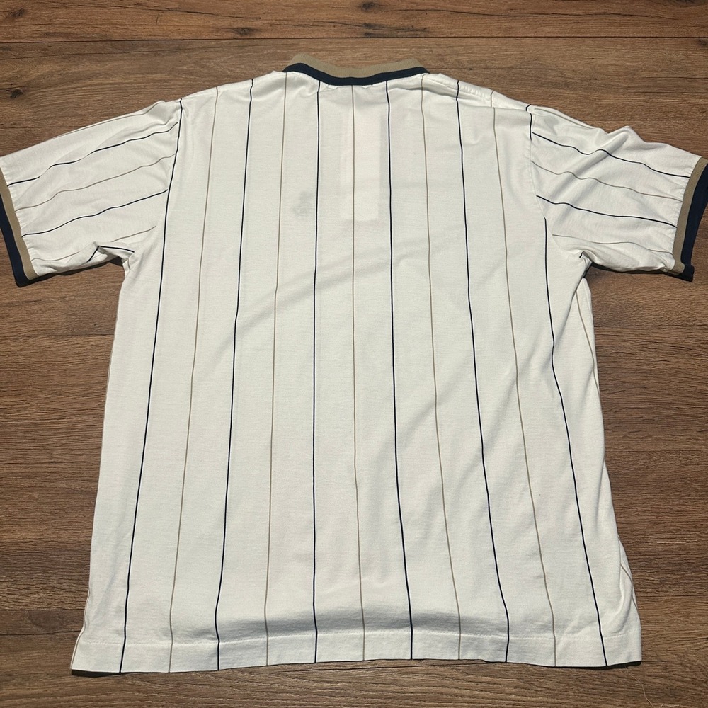 Vintage Boast White Pinstripe Mickey Mouse Polo Shirt Mens XL - Picture 3 of 6
